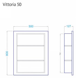 Шкаф зеркальный навесной KABINKA.KZ Vittoria 50, 50x12.7x80 см, белый купить,NaN