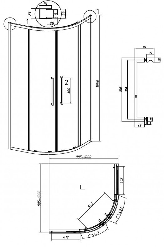 Душевое ограждение Grossman двухстенное 301.K33.02.1010.21.00 Cosmo, 1000х1950 мм купить,NaN