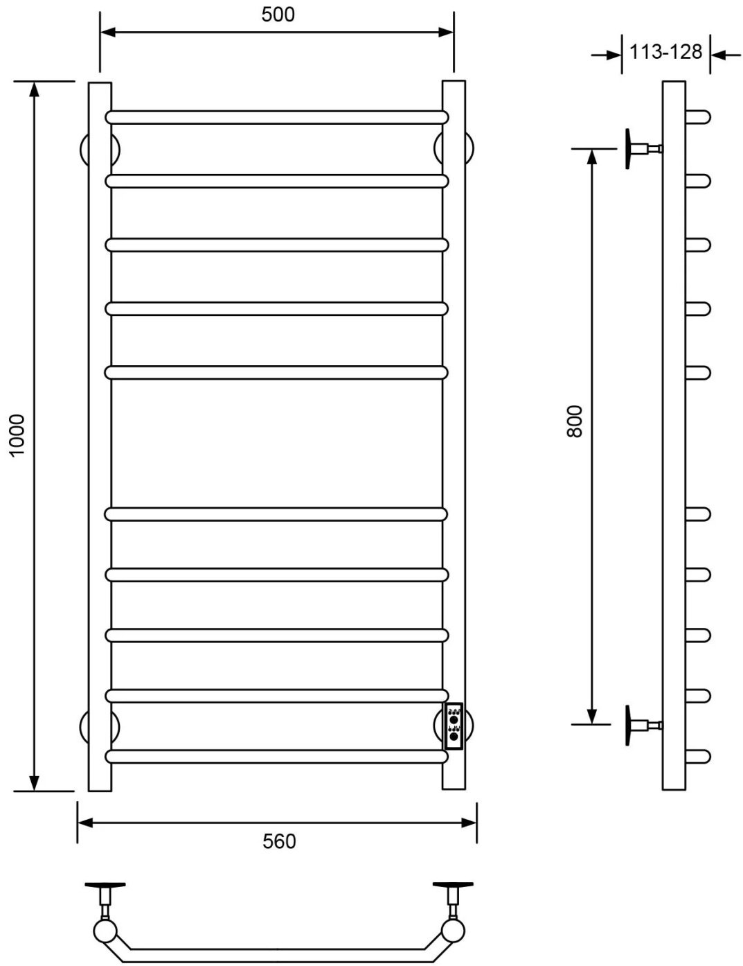 Полотенцесушитель электрический Veconi C10050B-A, лесенка 50x100 см
