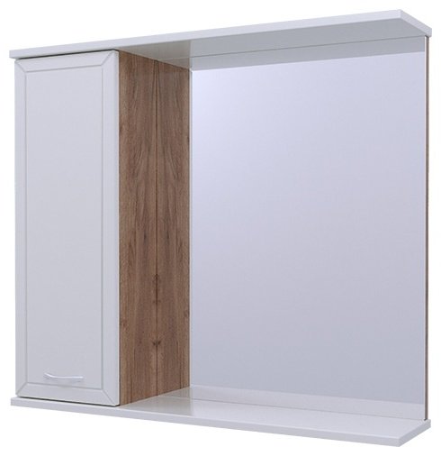 Шкаф навесной AVK Рита, 1 Дверь+Зеркало, 60x17.5x70 см, белый, коричневый