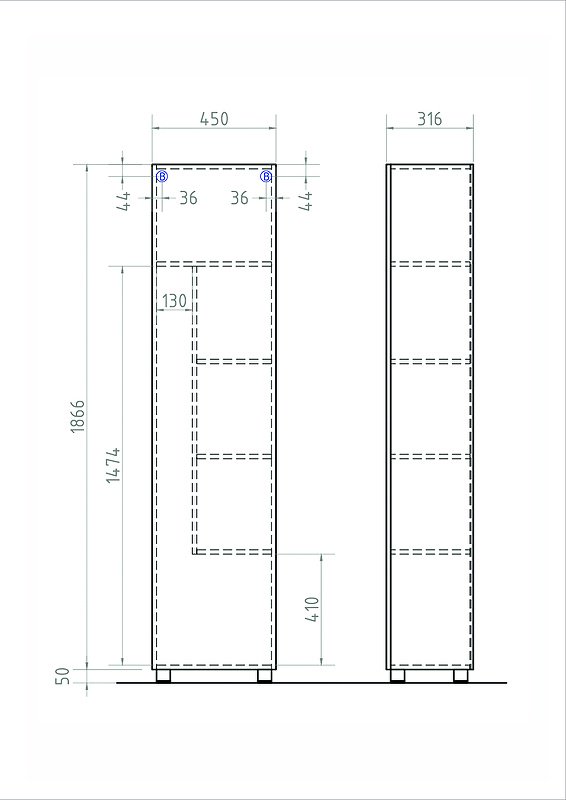 Шкаф-пенал напольный KABINKA.KZ 243 pn.GEO.45 бетон, 45x31.6x186.6 см, серый купить,NaN
