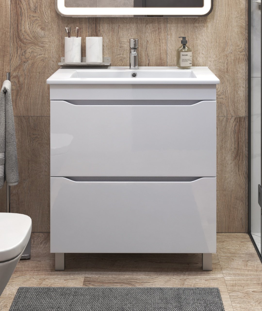 Тумба с раковиной KABINKA.KZ Grani 750, 76.5x85x47.5 см, белый купить,NaN