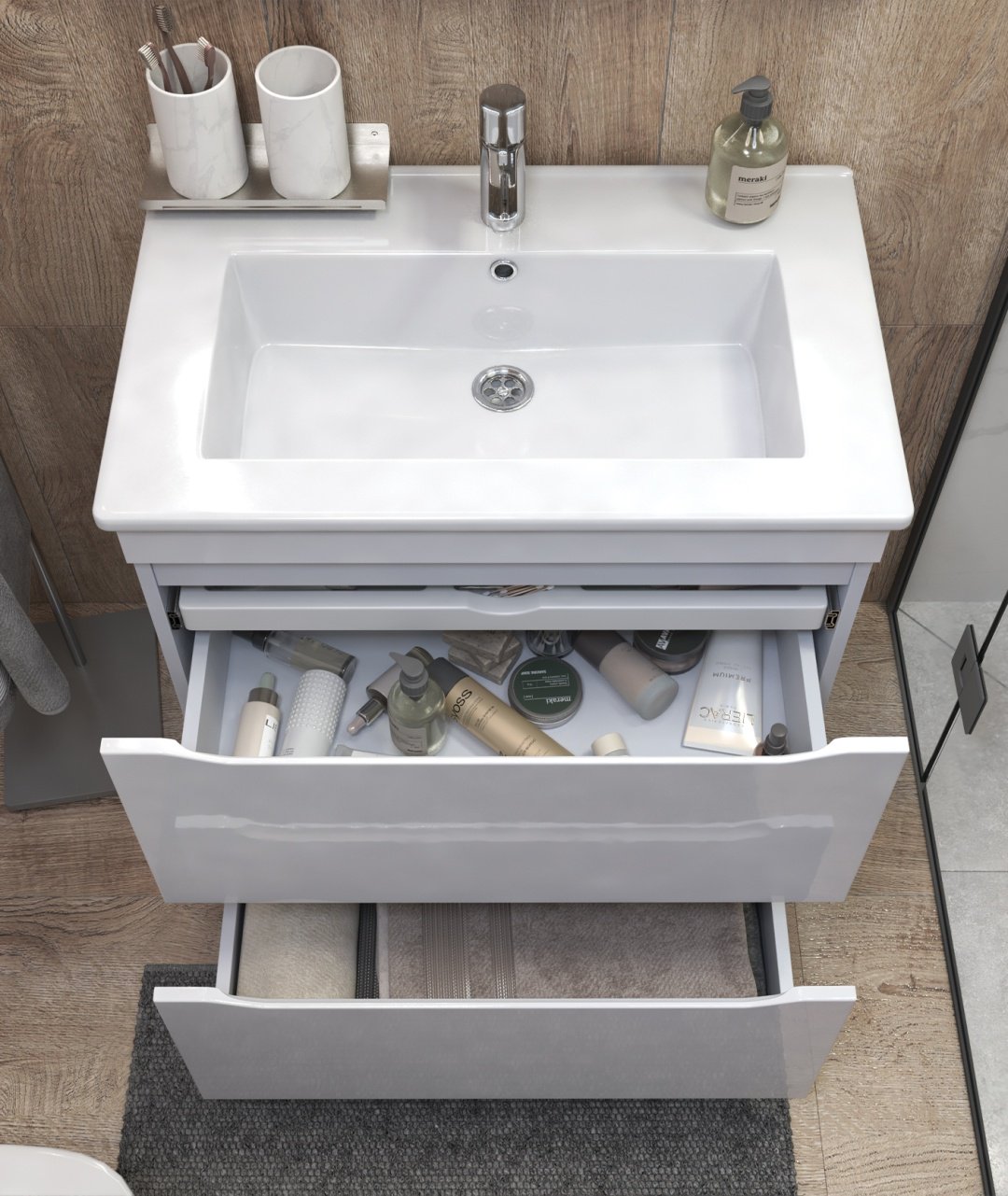 Тумба с раковиной KABINKA.KZ Grani 750, 76.5x85x47.5 см, белый купить,NaN