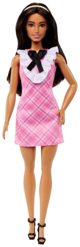 Кукла-модель Barbie Fashionistas. Барби в платье в розовую клетку HJT060, 29 см