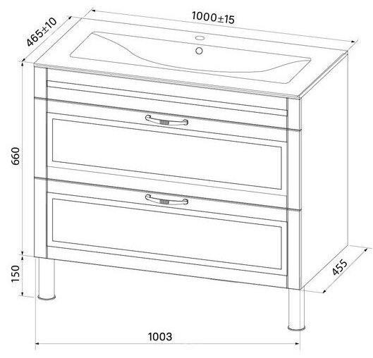 Тумба с раковиной IDDIS OXF10N1i95K, 100x66x45.5 см, синий купить,NaN