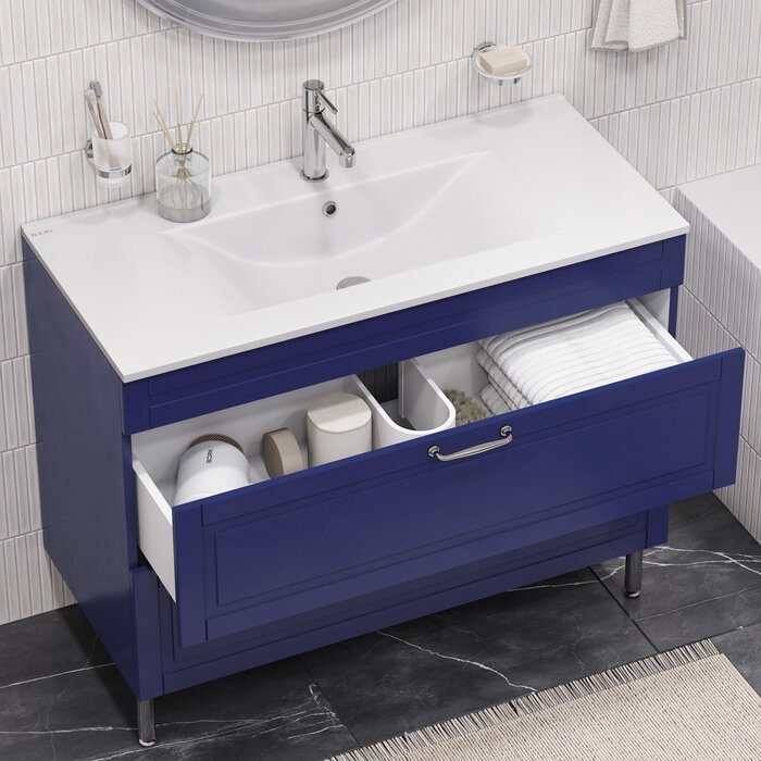 Тумба с раковиной IDDIS OXF10N1i95K, 100x66x45.5 см, синий купить,NaN
