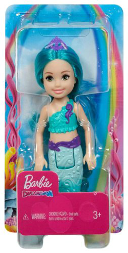 Кукла коллекционная BARBIE Chelsea Маленькие Русалочки с бирюзовами волосами GJJ89, 14 см купить,NaN