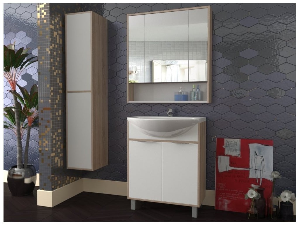 Тумба с раковиной KABINKA.KZ DP9009T, 70.5x82x30.1 см, белый, коричневый купить,NaN