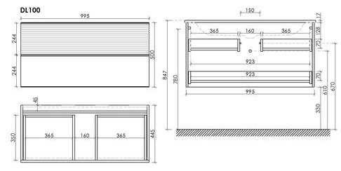 Тумба без раковины KABINKA.KZ DL100W, 99.5x50x44.5 см, белый, коричневый купить,NaN