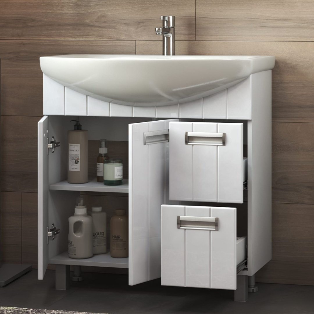 Тумба с раковиной KABINKA.KZ Diana 800, 77.6x80x30.8 см, белый купить,NaN