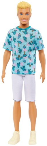 Кукла-модель Barbie Fashionistas. Кен в голубой футболке с кактусами HJT100, 29 см купить,NaN