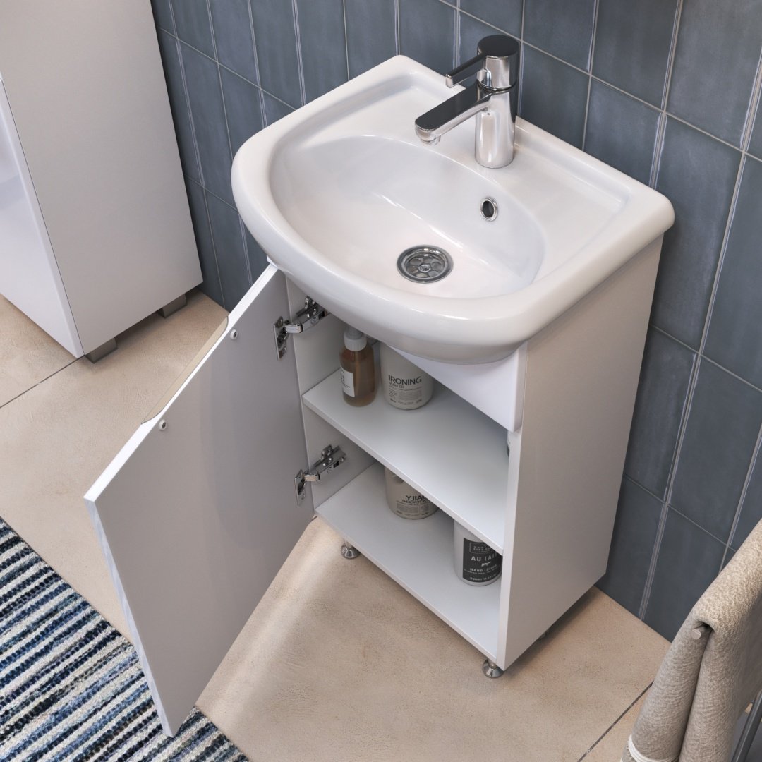 Тумба с раковиной KABINKA.KZ CaIlao-0-450Уют new к, 46x84x34 см, белый купить,NaN