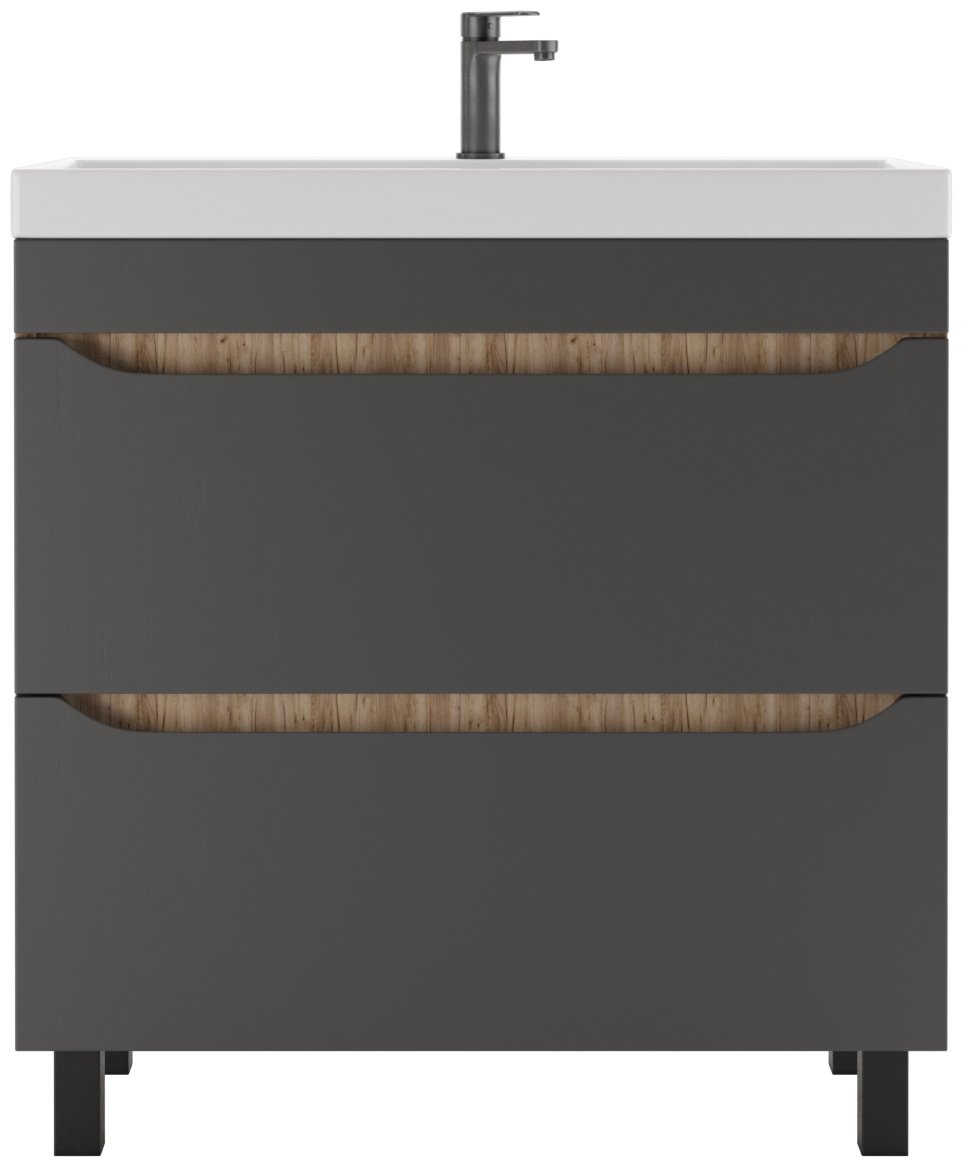 Тумба с раковиной KABINKA.KZ "Classic 80" Bruno , 79.4x79x44.8 см, графит, коричневый купить,NaN