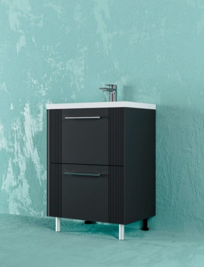 Тумба с раковиной KABINKA.KZ Альба 60, 60x80x45 см, антрацит купить,NaN
