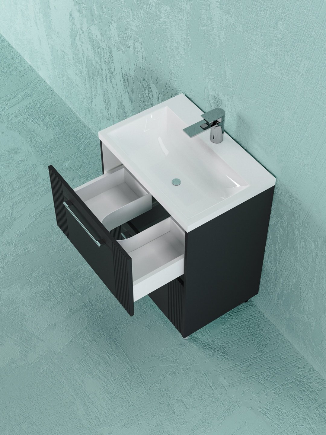 Тумба с раковиной KABINKA.KZ Альба 60, 60x80x45 см, антрацит купить,NaN