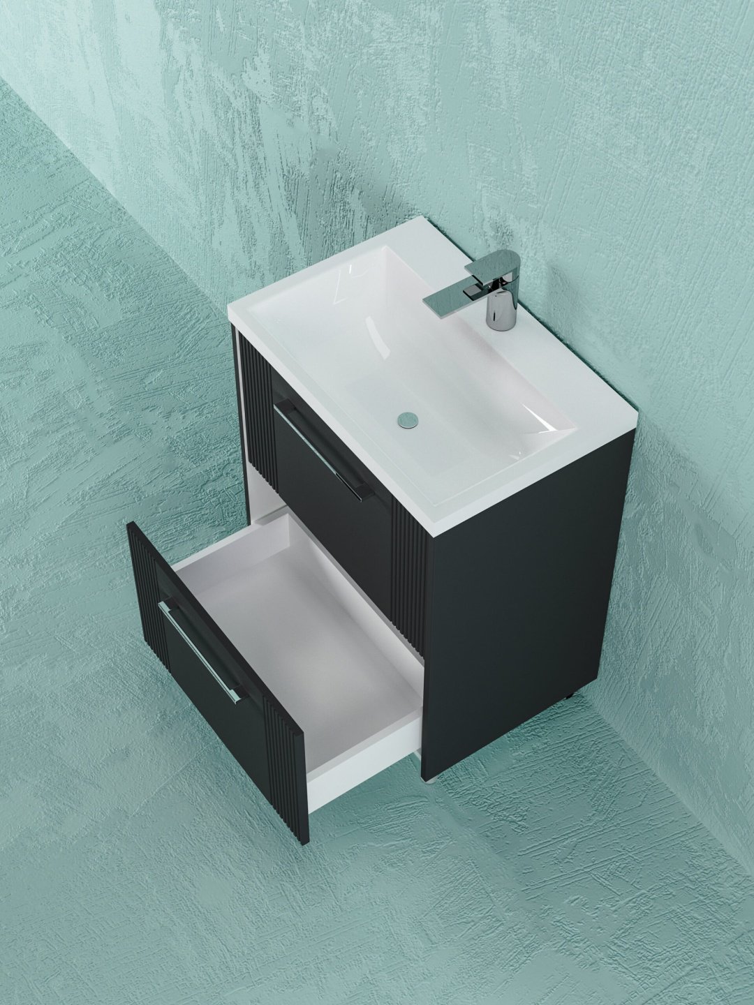 Тумба с раковиной KABINKA.KZ Альба 60, 60x80x45 см, антрацит купить,NaN
