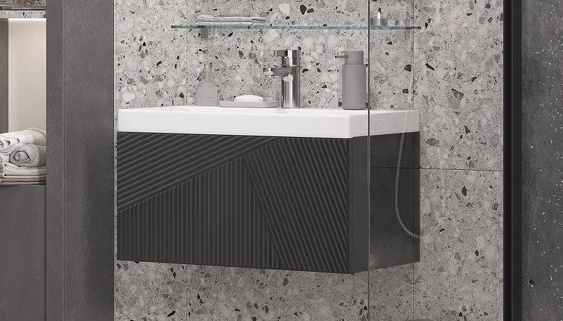 Тумба с раковиной KABINKA.KZ tpEDG.70.1Y-231 компл, 70x34.3x38.8 см, черный купить,NaN