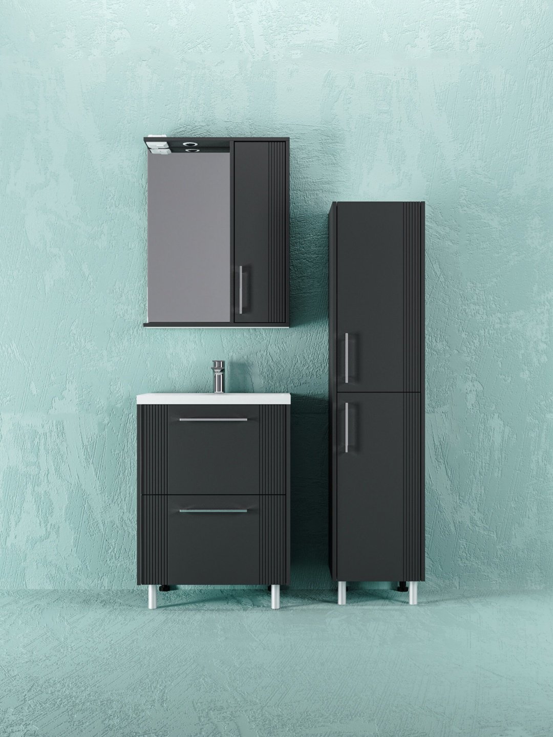 Тумба с раковиной KABINKA.KZ Альба 60, 60x80x45 см, антрацит купить,NaN