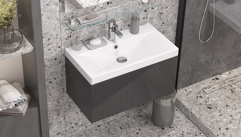 Тумба с раковиной KABINKA.KZ tpEDG.70.1Y-231 компл, 70x34.3x38.8 см, черный купить,NaN