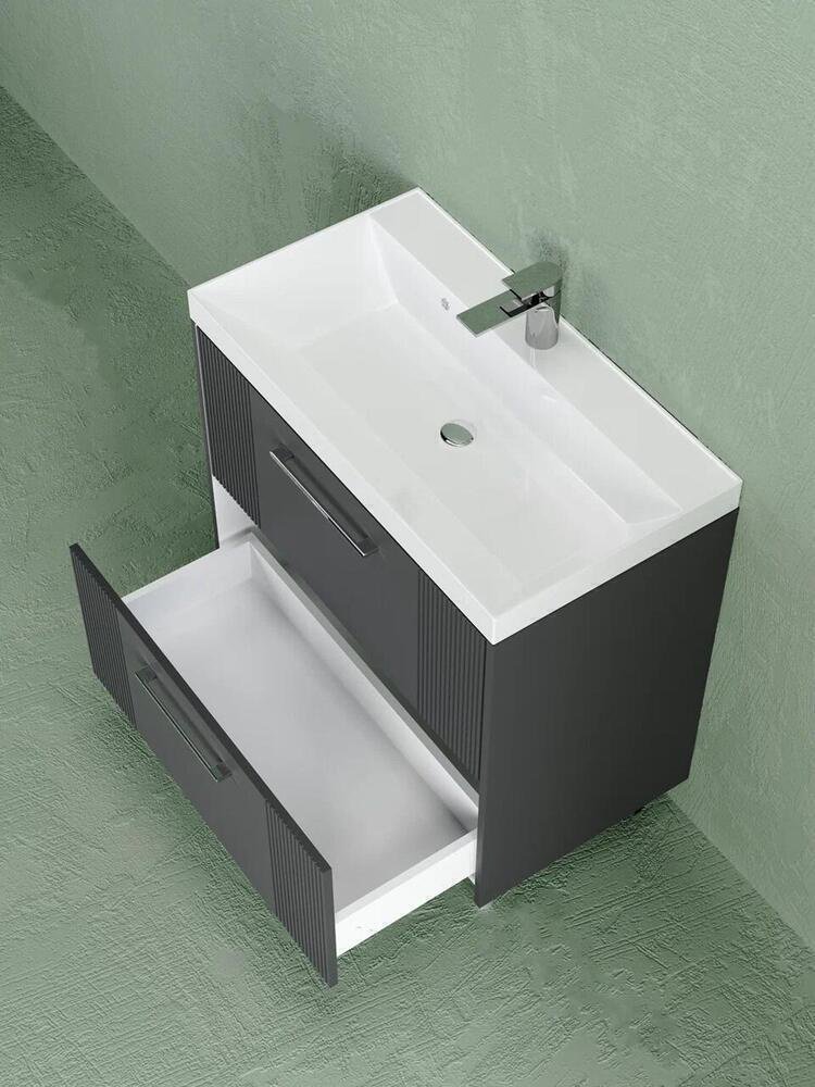 Тумба с раковиной KABINKA.KZ Слим 70, 70x80x45 см, черный купить,NaN