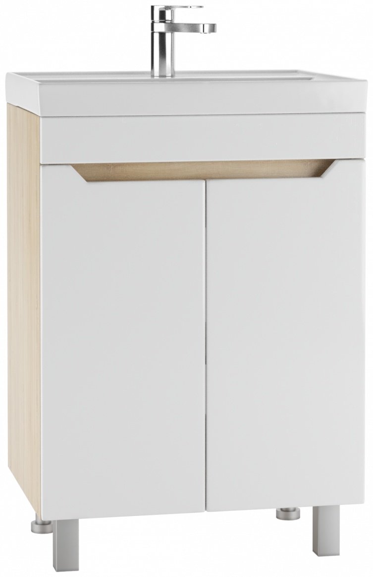 Тумба с раковиной KABINKA.KZ Адай, 57.5x79x43.5 см, белый, коричневый - ForteMarket Тумба с раковиной KABINKA.KZ Адай, 57.5x79x43.5 см, белый, коричневый купить,NaN