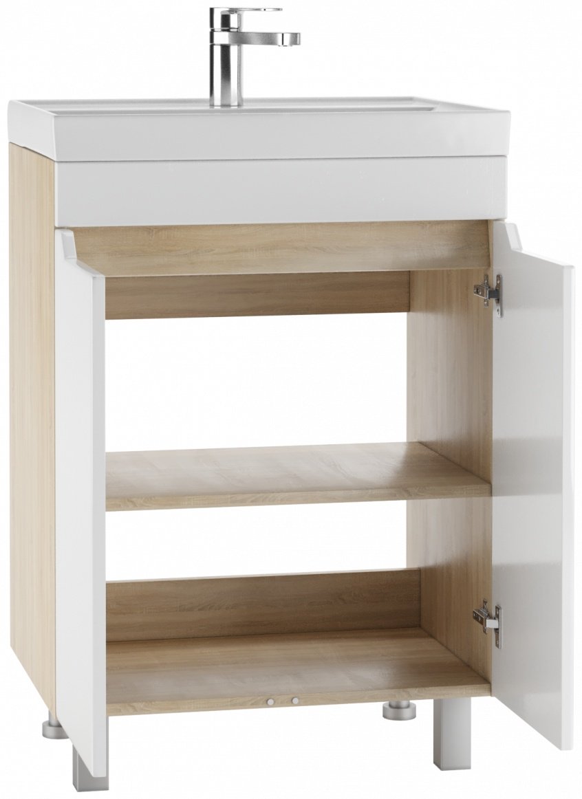 Тумба с раковиной KABINKA.KZ Адай, 57.5x79x43.5 см, белый, коричневый - ForteMarket Тумба с раковиной KABINKA.KZ Адай, 57.5x79x43.5 см, белый, коричневый купить,NaN