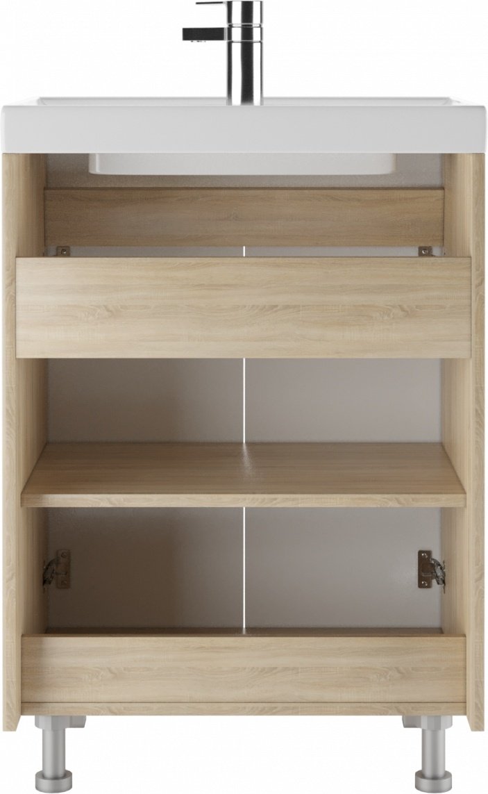 Тумба с раковиной KABINKA.KZ Адай, 57.5x79x43.5 см, белый, коричневый - ForteMarket Тумба с раковиной KABINKA.KZ Адай, 57.5x79x43.5 см, белый, коричневый купить,NaN