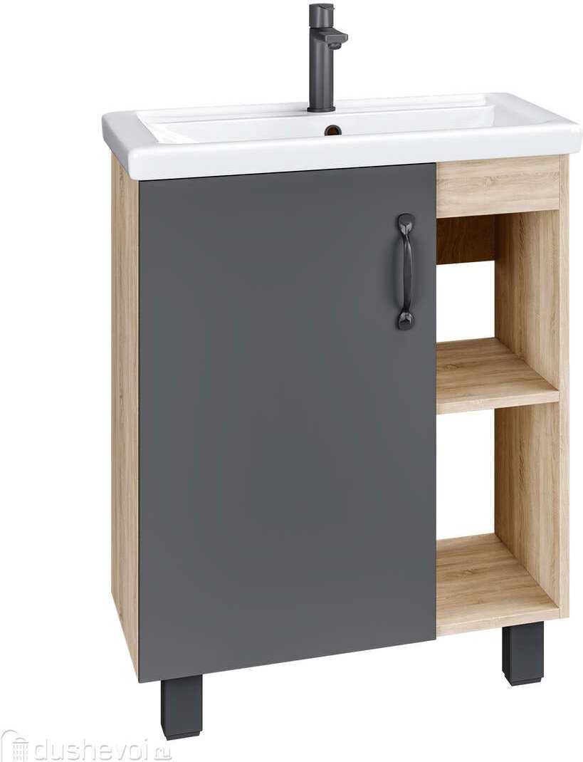 Тумба с раковиной Grossman 106002, 60x70x38 см, коричневый, графит купить,NaN