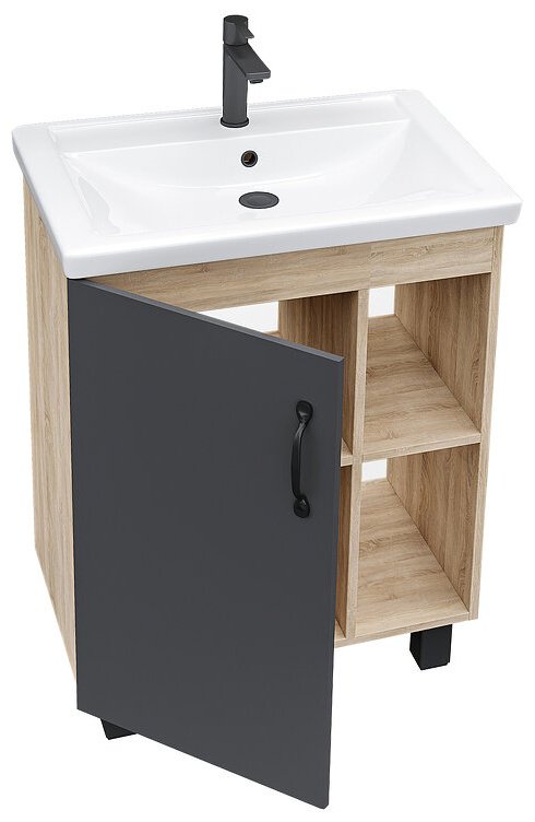 Тумба с раковиной Grossman 106002, 60x70x38 см, коричневый, графит купить,NaN
