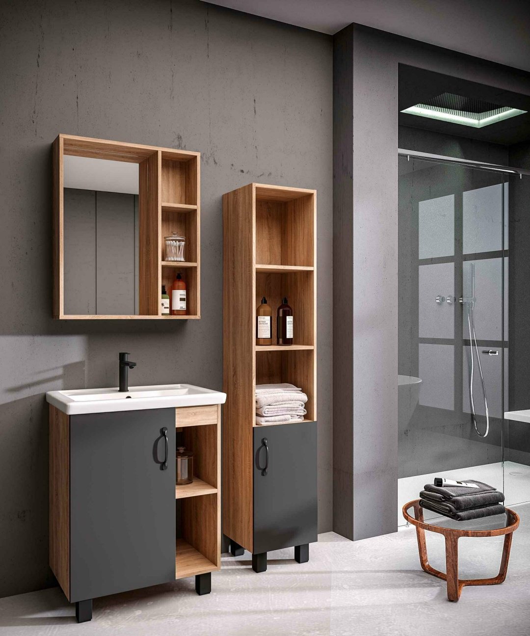 Тумба с раковиной Grossman 106002, 60x70x38 см, коричневый, графит купить,NaN