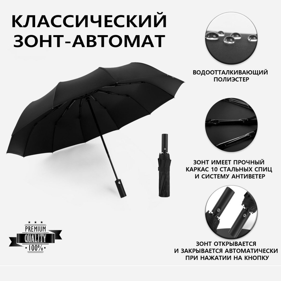 Складной зонт UMBRELLA автомат черный