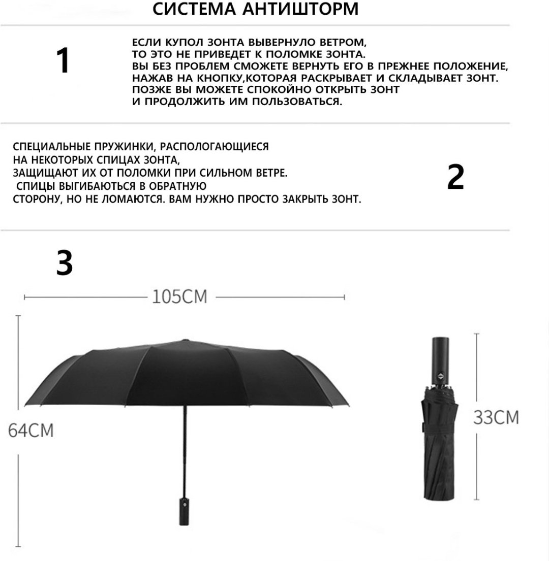 Складной зонт UMBRELLA автомат черный купить,7000
