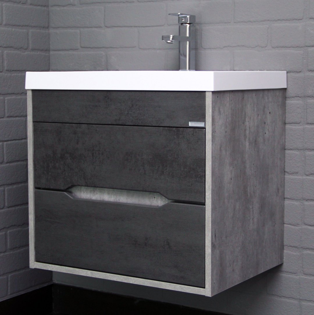 Тумба с раковиной KABINKA.KZ Bazis 60 Loft В2 Бетон, 59x51x44.5 см, серый купить,NaN