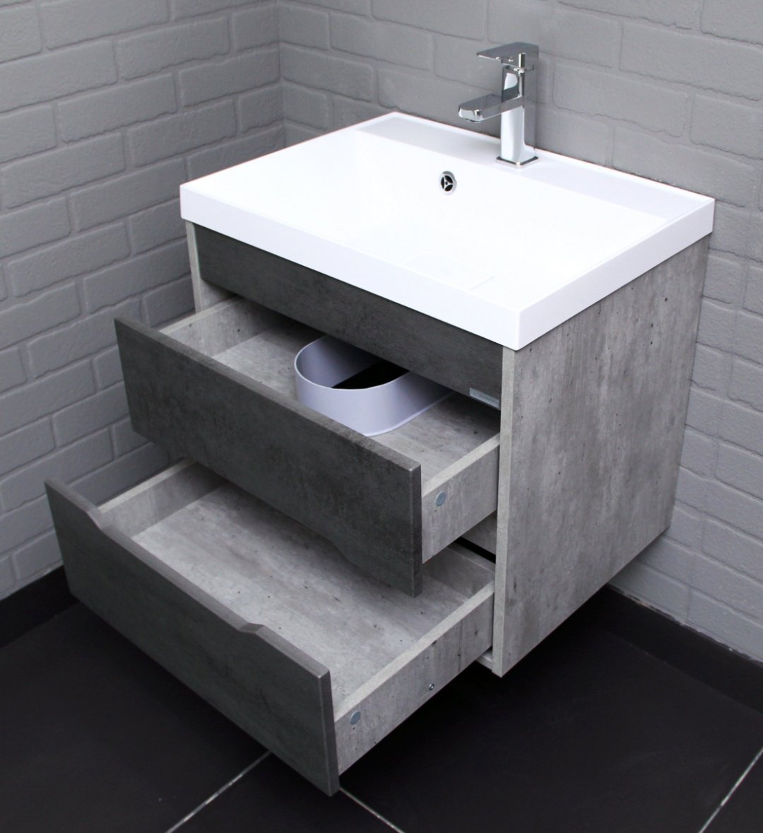 Тумба с раковиной KABINKA.KZ Bazis 60 Loft В2 Бетон, 59x51x44.5 см, серый купить,NaN