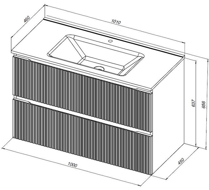 Тумба с раковиной KABINKA.KZ Flat 100 335431, 100x63.7x45 см, темно-серый купить,NaN
