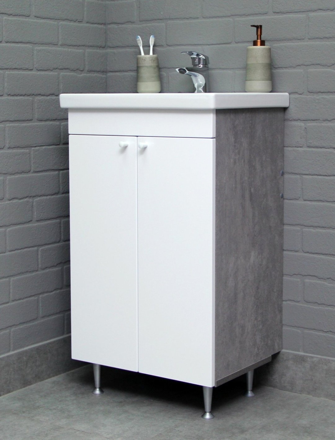 Тумба с раковиной KABINKA.KZ Como 50 DP2616T, 56.8x82x43.4 см, серый купить,NaN