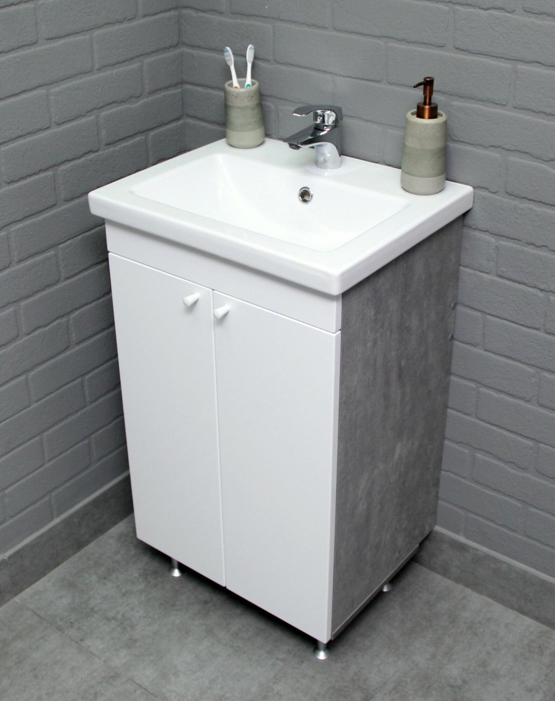 Тумба с раковиной KABINKA.KZ Como 50 DP2616T, 56.8x82x43.4 см, серый купить,NaN
