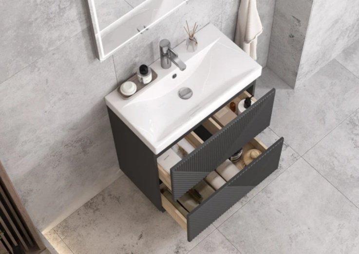 Тумба с раковиной KABINKA.KZ EDGE K0000232139, 60x85x39.5 см, графит купить,NaN