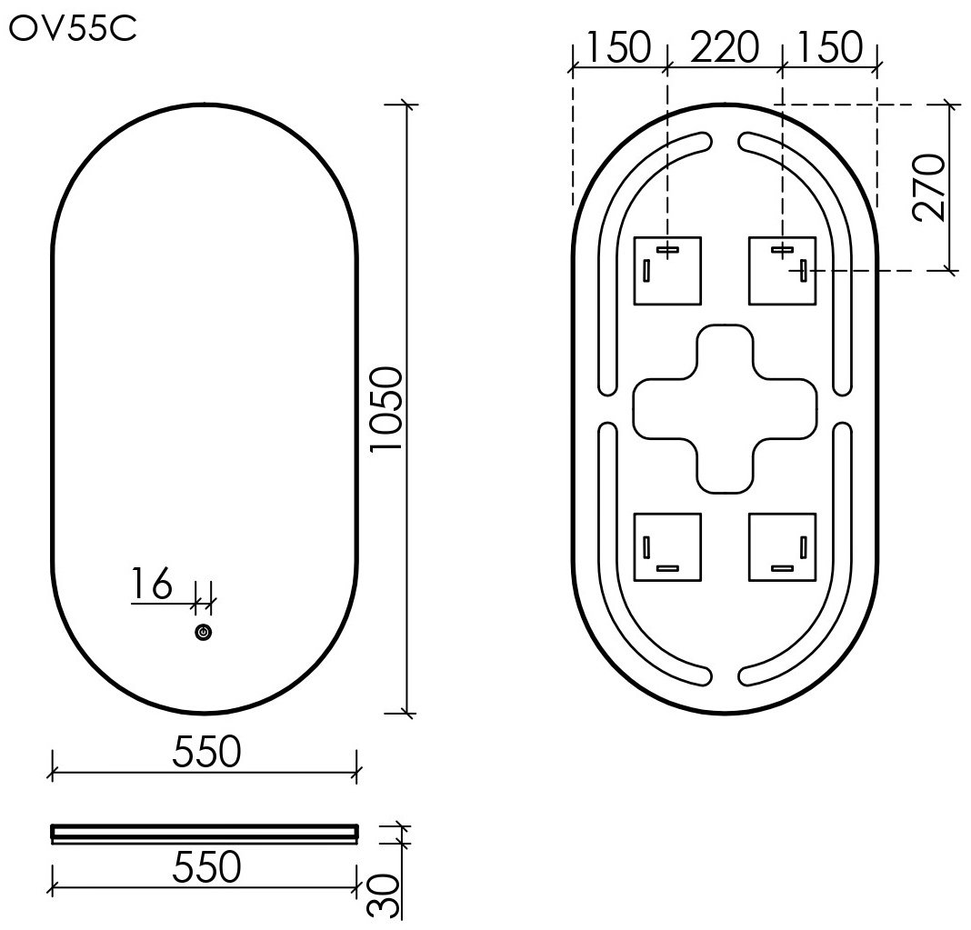 Зеркало настенное KABINKA.KZ 55x105 см купить,215000