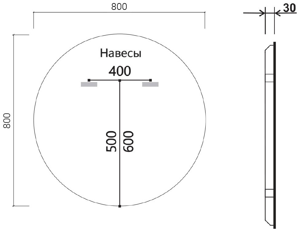 Зеркало настенное KABINKA.KZ 80x80 см купить,NaN