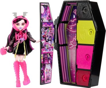 Кукла-модель Monster High Draculaura Doll Neon Frights, 29 см аксессуары в комплекте