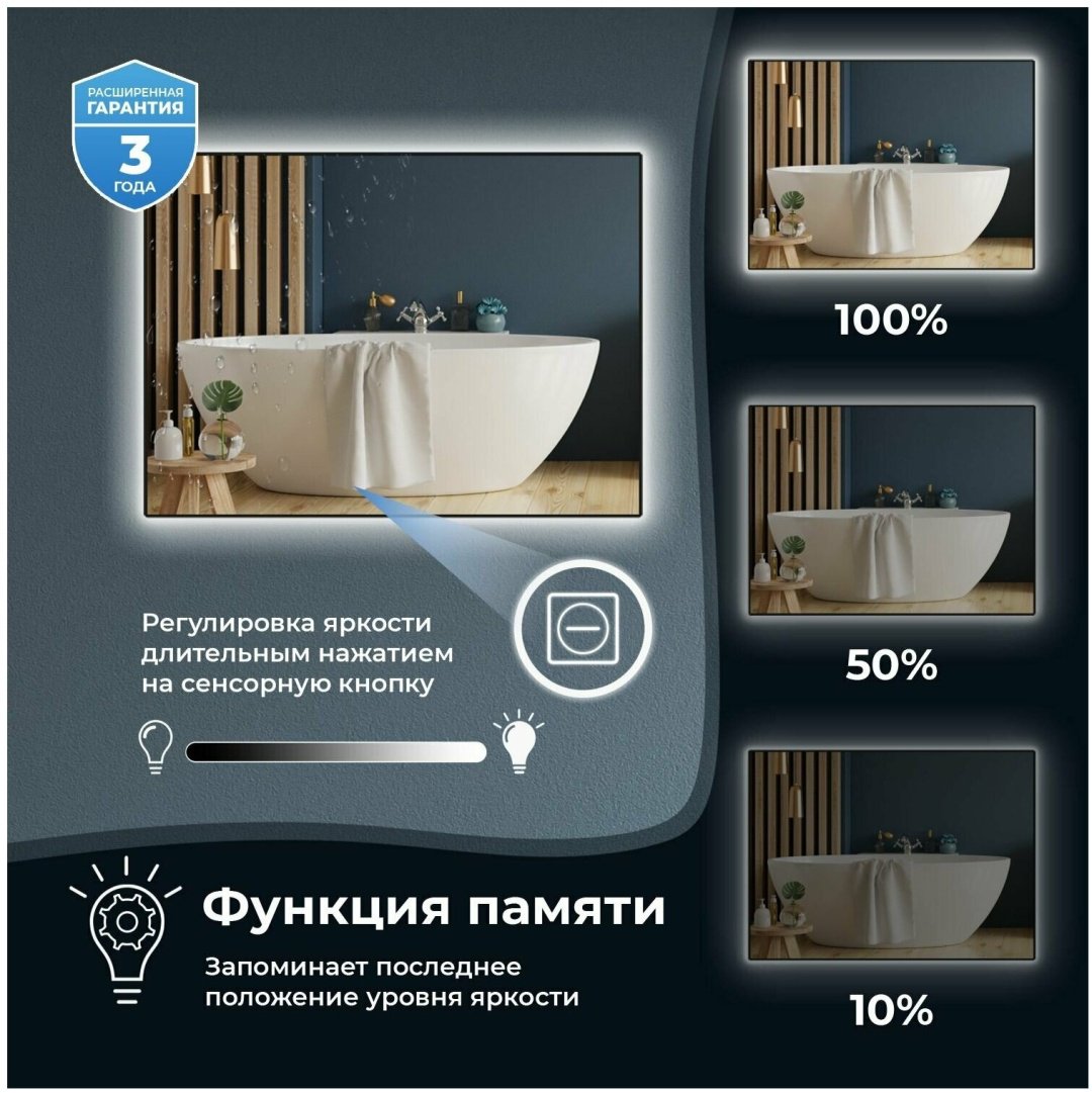 Зеркало настенное 80x80 см купить,236900