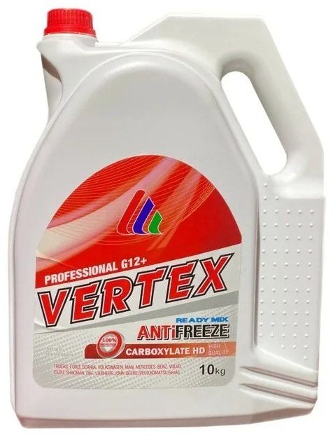 Антифриз VERTEX Carboxylate HD красный (розовый) G-12+ 9.1 л