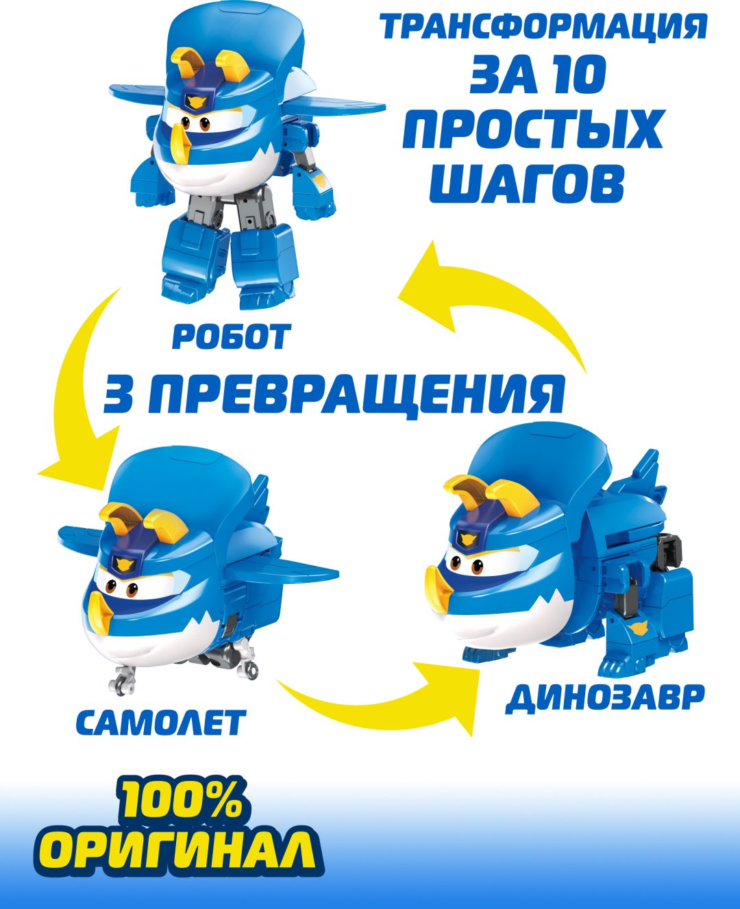 Трансформер Super Wings Супер Крылья Трансформер Трико, высота 13 см