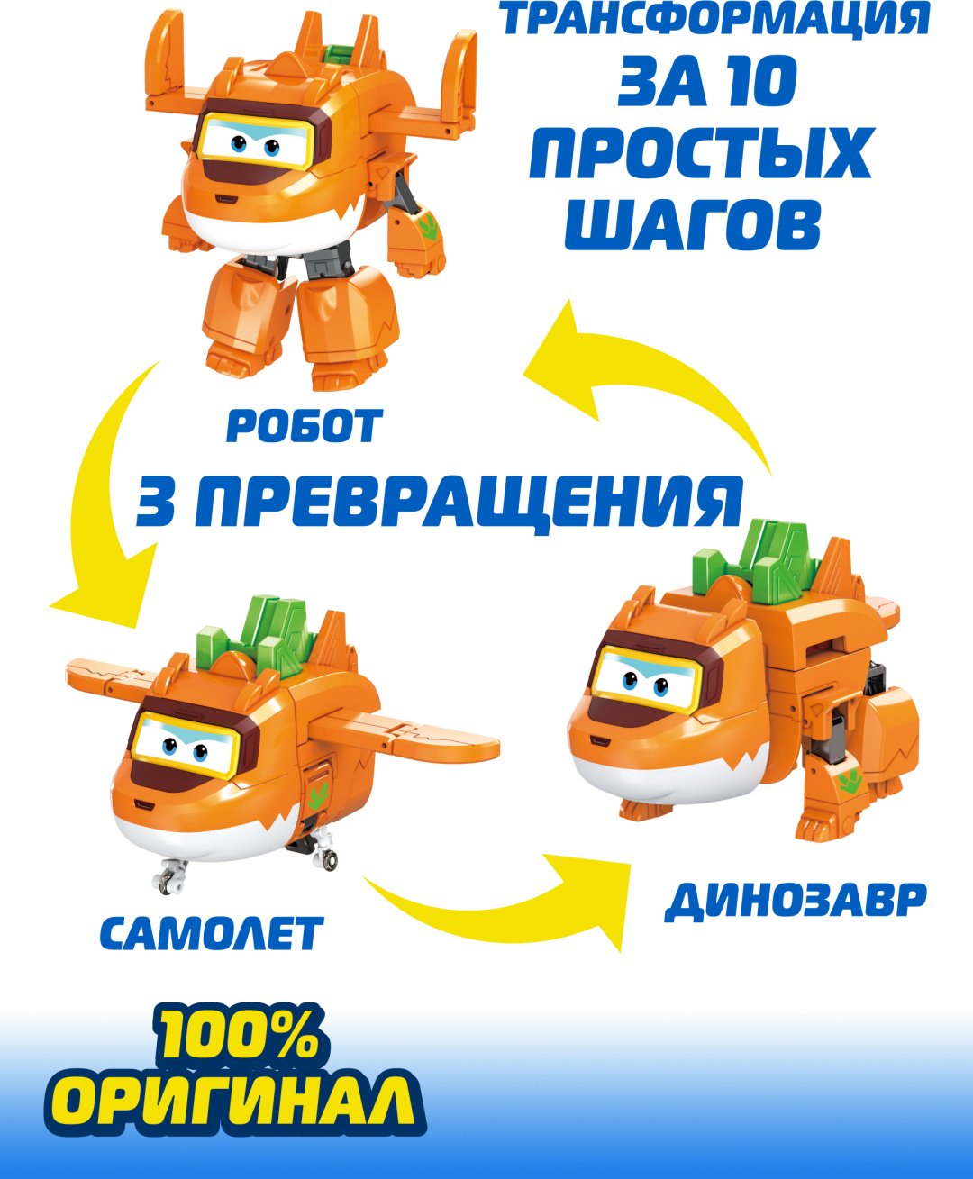 Трансформер Super Wings Супер Крылья Трансформер Стего (9 сезон), высота 14.5 см