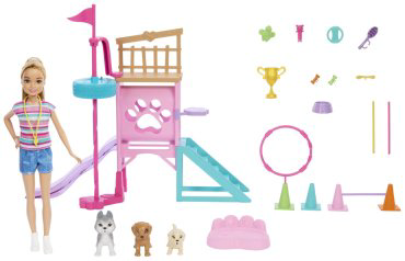 Кукла-модель Barbie Entertainment. Игровой набор Игровая площадка для собак HRM100, 23 см купить,NaN