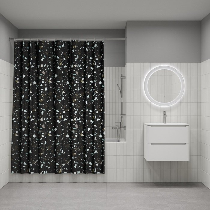Штора IDDIS BT02P18i11 180x200 черный, полиэстер купить,NaN