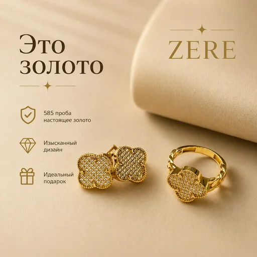 Комплект Zere ZR010507 золото 10.7гр 17.5р