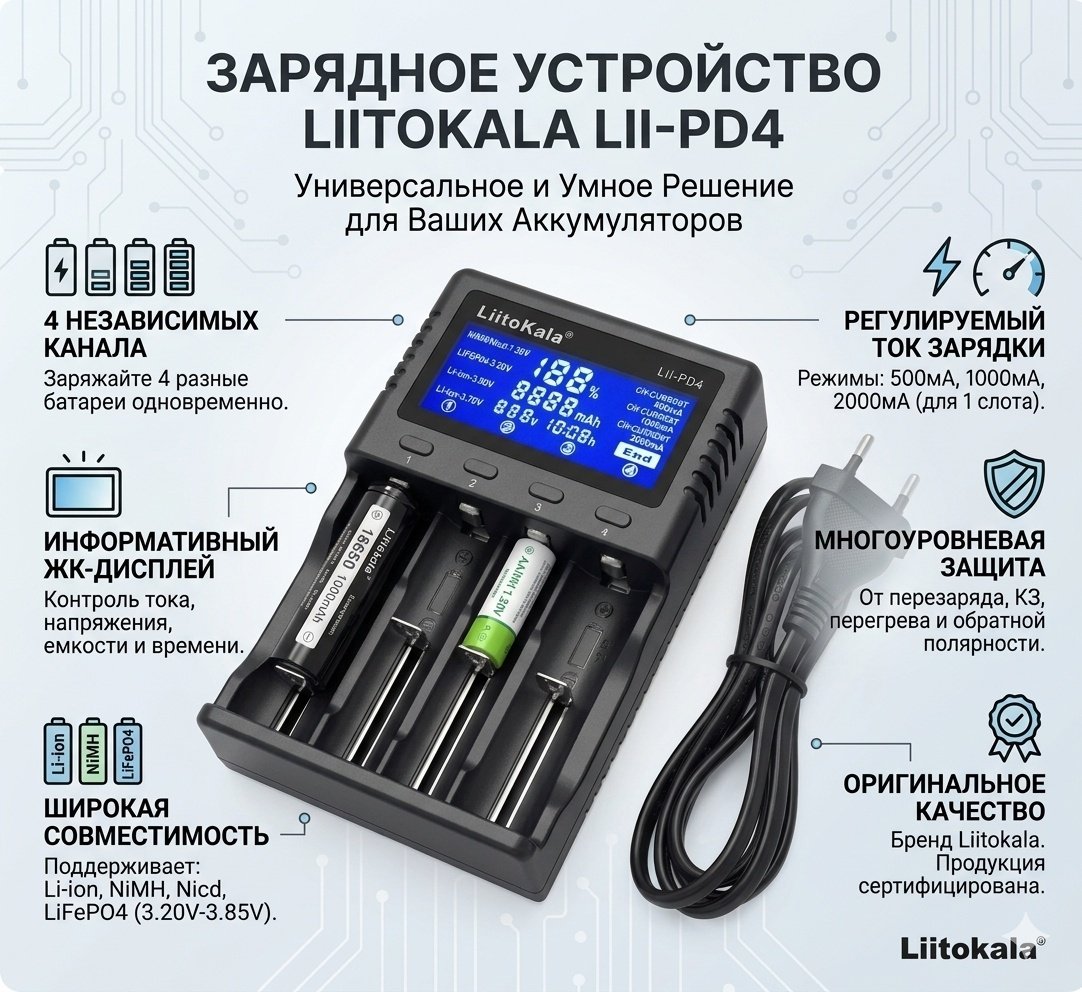 Зарядное устройство LiitoKala Lii-PD4 купить,12480