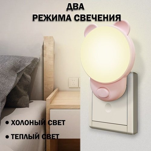 Ночник в розетку в розетку 30059119_872806449, розовый, голубой купить,3250